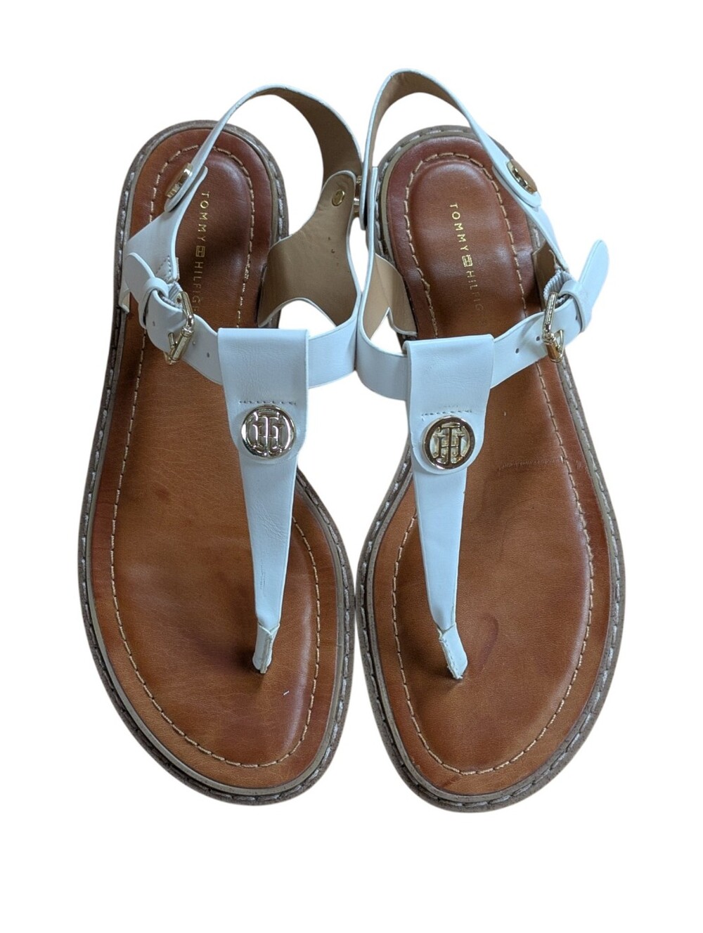 Tommy Hilfiger Bennia White Flat Thong Sandal Size 8.5 - Picture 2 of 11